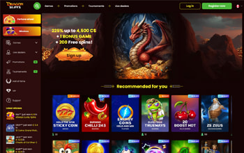 Dragonslots Casino Homepage.