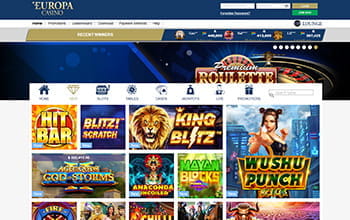 Europa Casino home page