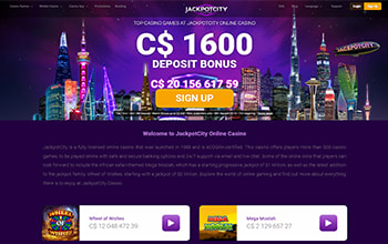 JackpotCity Casino homepage
