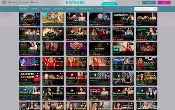 Karamba live casino games.