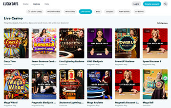 LuckyDays Live casino games