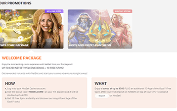 NetBet Casino welcome bonus