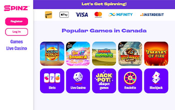 Spinz Casino Homepage