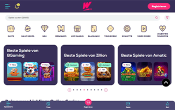 Wild Fortune casino homepage